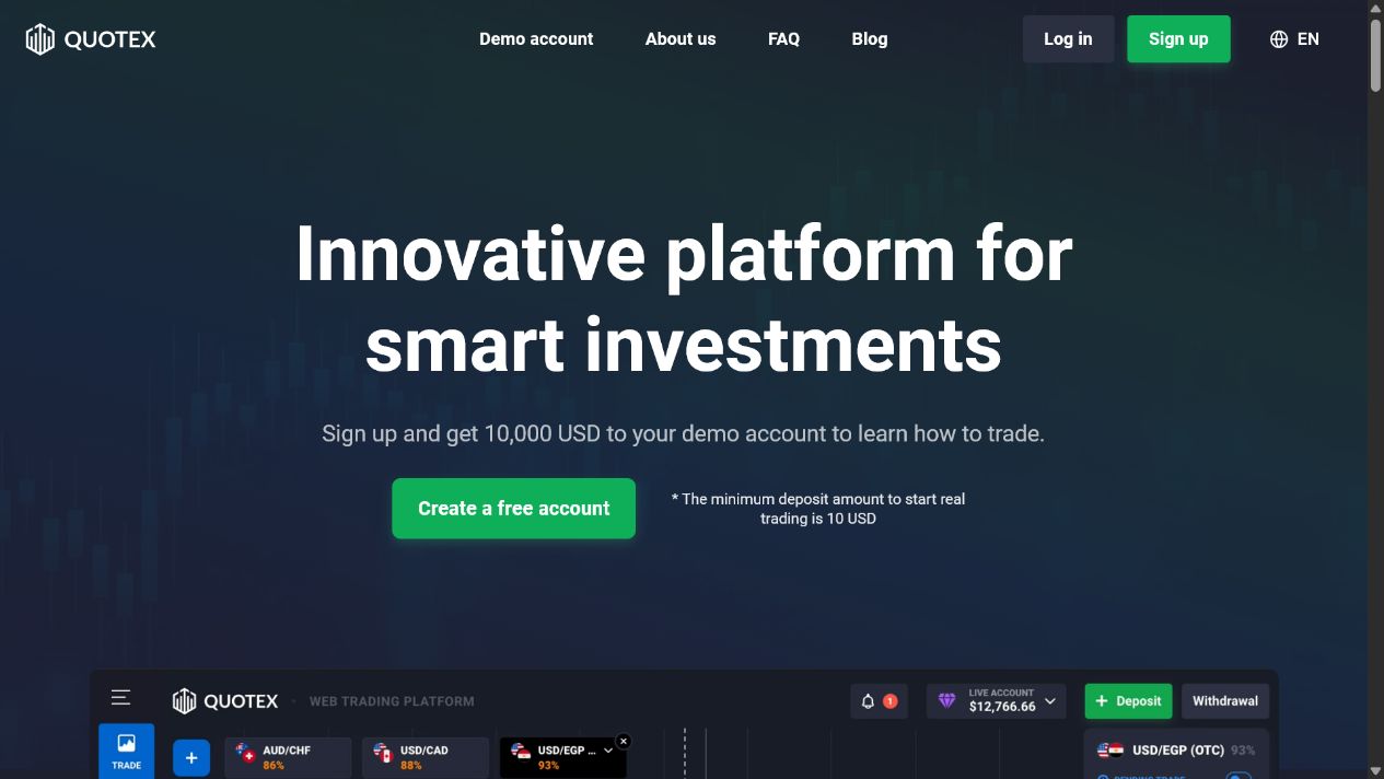 Публичный сайт Quotex / QxBroker, снимок 28 июля 2026 года